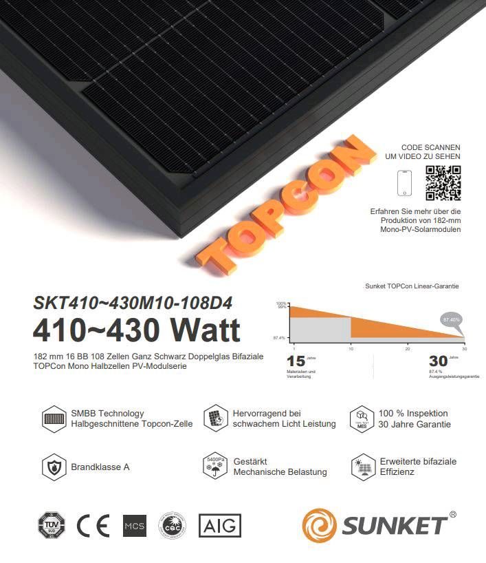 SOLFAIR Balkonkraftwerk "Move it"   2 x 430W bifizales PV Modul  mit 800 W Inverter und "One fits all" Montageset